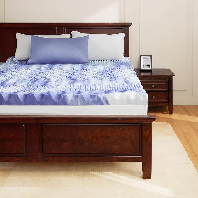 Dreamsmith 4 Inch 7-Zone Full Memory Foam Mattress Topper, Cooling Gel Infused Foam Mattress Pad, Full Size Bed, CertiPUR-US Certified