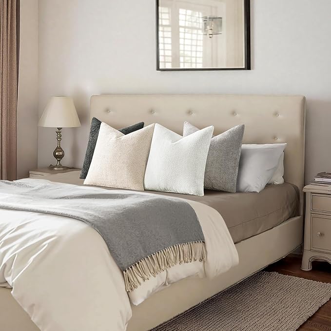 MIULEE Pack of 4 Couch Throw Pillow Covers 20x20 Inch Gray Soft Decorative Chenille Pillow Covers Farmhouse Accent Cushion Covers for Boho Home Decor Sofa Bedroom Living Room