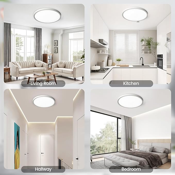 TALOYA Flush Mount Ceiling Light,8 Pack,10 Inch,18W,5000K Daylight Super Slim LED Ceiling Light for Bedroom, Living Room, Kitchen, Laundry and Hallway