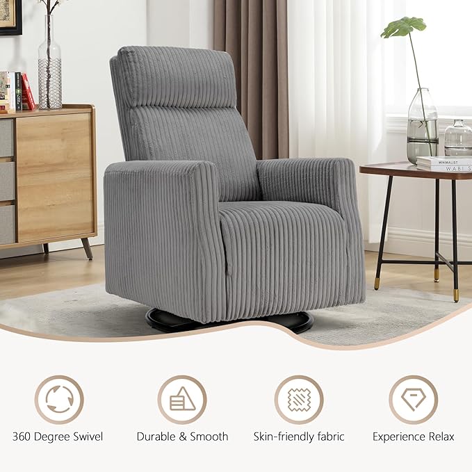 CANMOV Swivel Accent Chair Set of 2, Modern Soft Fabric Chair with High Back, Accent Chairs with Arms, Comfy Single Sofa Chair Swivel Chairs for Living Room Bedroom Nursery, Grey
