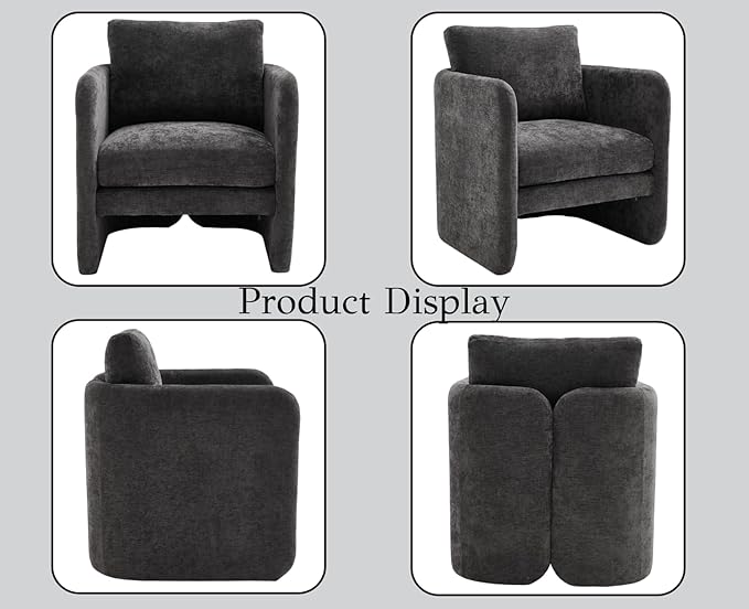 EALSON Comfy Accent Chair Modern Living Room Chair with Arm Mid Century Reading Lounge Chair for Adults Upholstered Armchair for Living Room/Reading Room/Bedroom/Office/Club, Chenille Grey