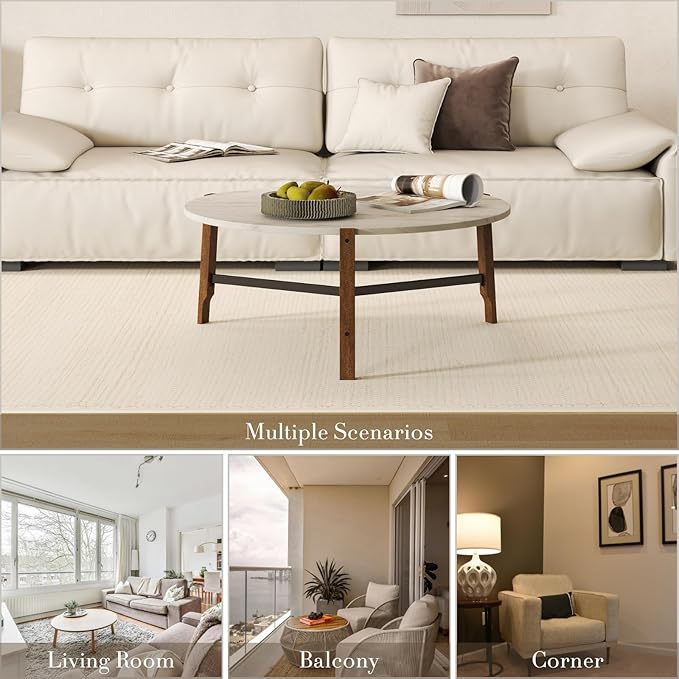 HEAH-YO Round Coffee Table, 36” Wooden Coffee Tables for Living Room, Modern Corner Table for Small Spaces, White