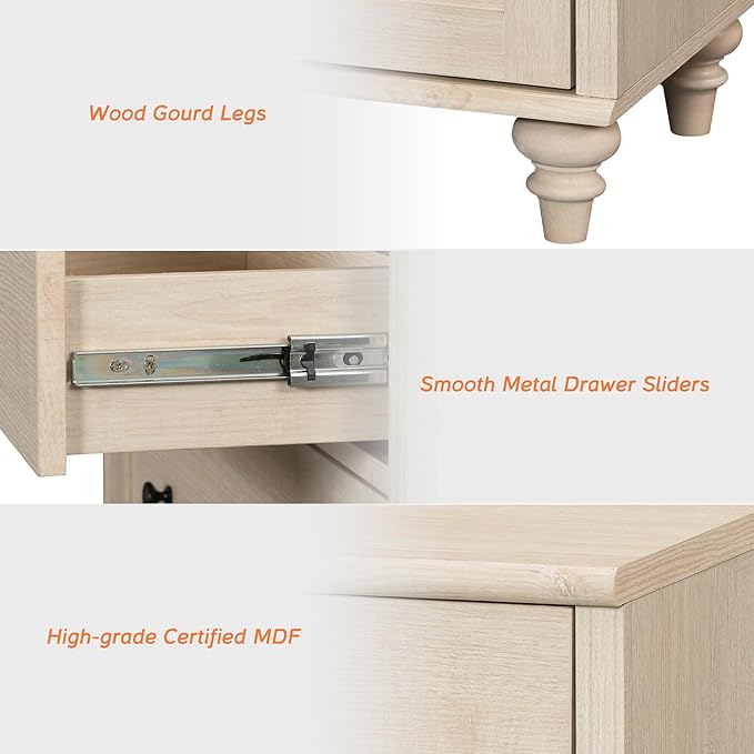 WAMPAT Farmhouse TV Stand for 100 Inch TV, TV Console Table with 5 Drawers, Entertainment Center for 75/80/85/90 Inch TV, Kitchen Sideboard Buffet Cabinet for Dining Room & Living Room, Light Beige