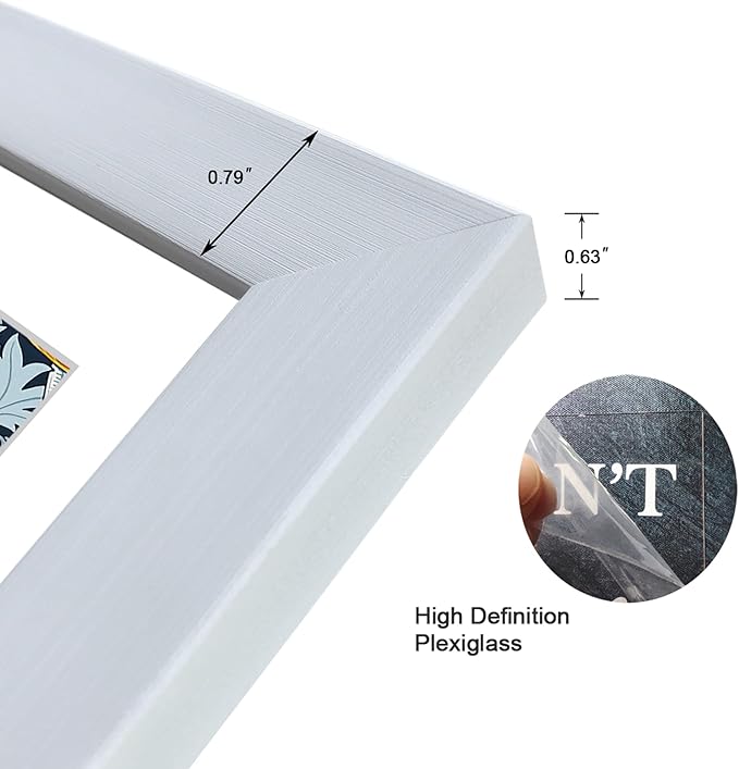 8x8 Picture Frame Set of 9 for Pictures 5x5 with Mat or 8x8 Without Mat, Wall Gallery or Tabletop display Photo Frames in White