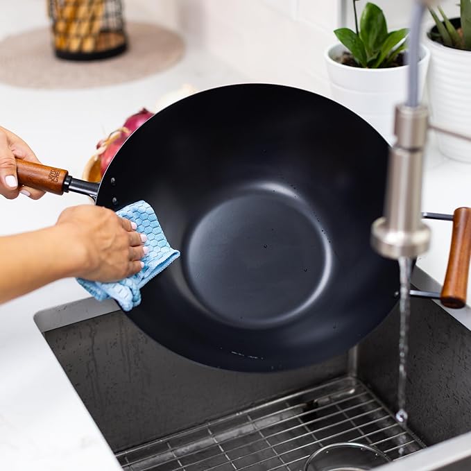 JOYCE CHEN Classic Series 14-Inch Ceramic Nonstick Carbon Steel Wok