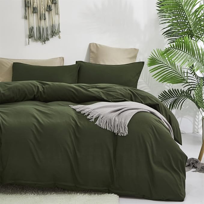 Army Green Comforter Set Queen Dark Green Bedding Set Full Plain Modern Style Blanket Quilts Soft Breathable Comforter Set for Women Men