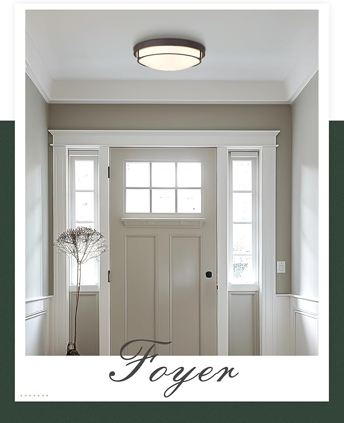 16 inch Flush Mount Ceiling Light, 3-Light Close to Ceiling Light Fixtures with Oil Rubbed Bronze Finish for Bathroom Bedroom Kitchen Hallway, CL4822-3W-BK