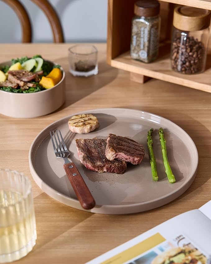 Famiware Nebula Plates and Bowls Sets, 18 Pieces Dinnerware Sets, Dishes Set for 6, Cinnamon Brown