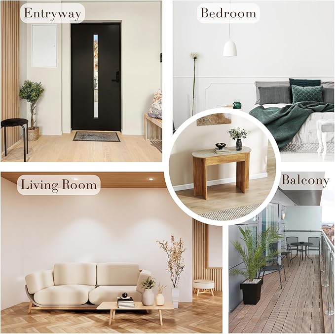 Mid Century 43 Inch Console Table, Narrow Sofa Table Behind Couch, Farmhouse Wooden Console Table for Living Room, Entryway, Natural Finish