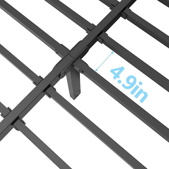 FUIOBYVV California King Bed Frame with Round Corner Edge Legs 14 inch High 3500 lbs Heavy Duty Metal Platform Bed Frame King Size No Box Spring Needed/Noise Free/Steel Slat Support/Non-Slip Black