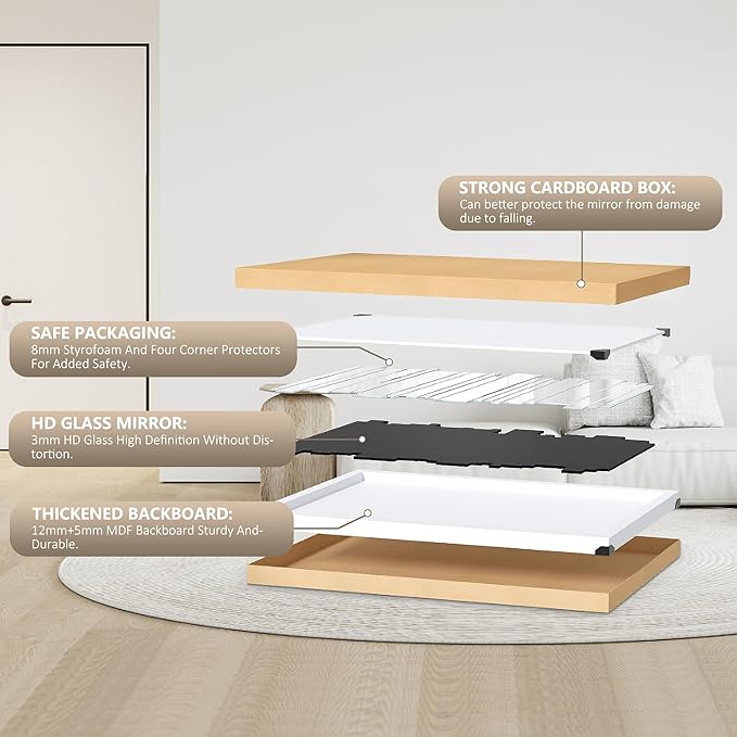 24×35inch Gold Mirrors for Wall Beveled Rectangle Accent Mirrors for Wall Contemporary Decor Livinig Room Decorative Mirrors for Decor