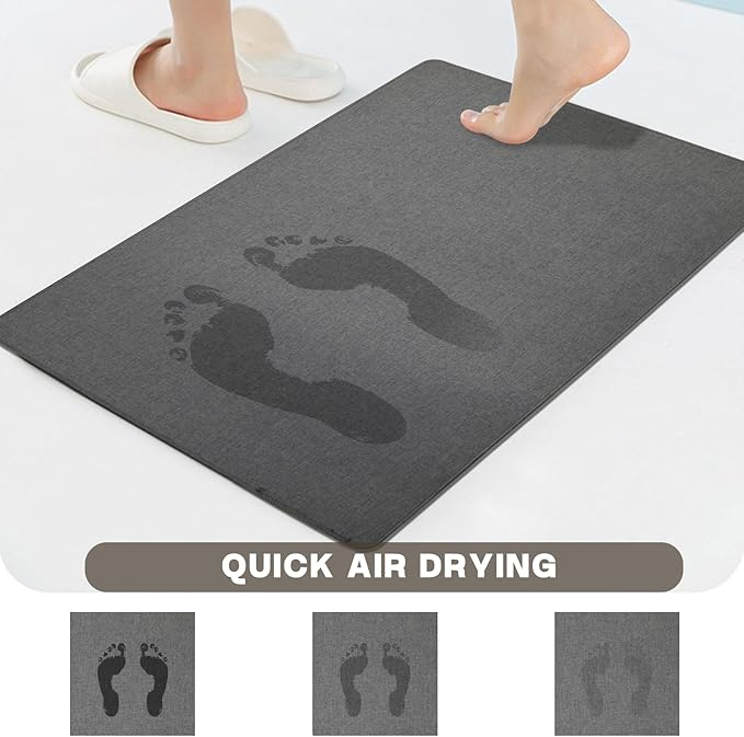 Yancorp 3'x5'Ultra Thin Big Bathroom Rugs,Low Profile Bath Mat Non Slip Fit Under Door Absorbent Shower Rug Washable Large Indoor Door Mat