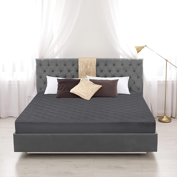 Utopia Bedding Quilted Fitted Mattress Pad, Full Size, Elastic Fitted Mattress Topper Protector and Cover Stretches up to 16 Inches Deep, Machine Washable (Grey)