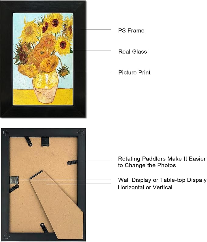 4x6 Picture Frame Set of 6 with Real Glass for Pictures 4x6 Without Mat, Wall Gallery or Tabletop display Photo Frames in Black