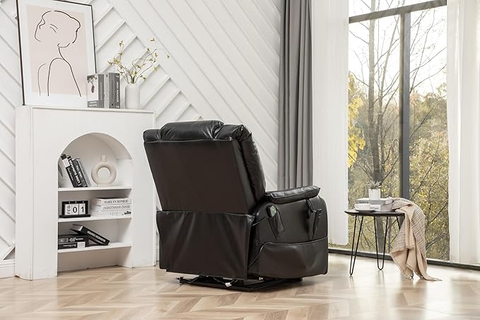 Recliner with Lift Assist for Seniors, Heavy Duty Lay Flat Recliner 180-Degree, Dual Motor Power Stand Up Lift Chair with Massage and Heat, Infinite Position Electric Recliner Chair for Elderly