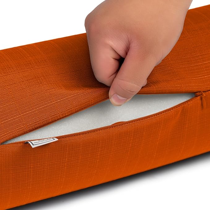 Sherry Kline Sunrise Indoor/Outdoor Neck Bolster Corded Edge Filled Pillow Cayenne 6"x18" Set of 2