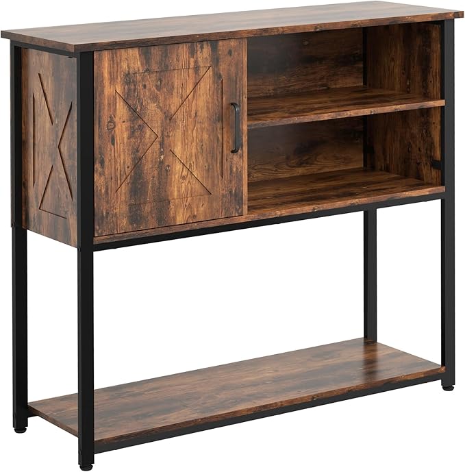 41" Console Table with Storage Shelf, Entryway Table with Storage, Behind Couch Table, Sofa Table for Entryway, Hallway, Living Room, Foyer, Kitchen, Rustic Brown