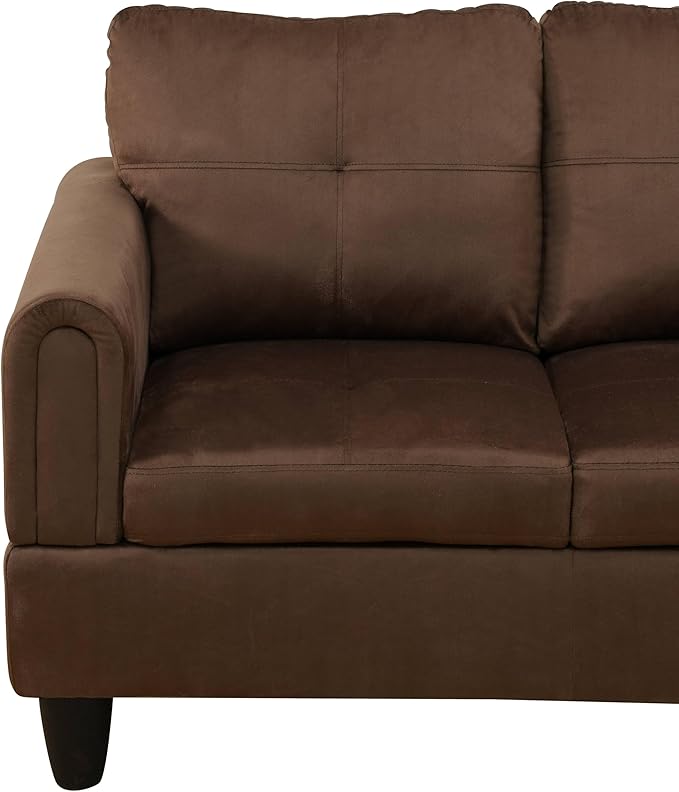 NicBex Sectional Couch 2 Pieces 66.5" L Sofa with Right Chaise Flannel L Shaped Cloud Couch Frame, Modular Sofa for Living Room & Small Apartment, Walnut