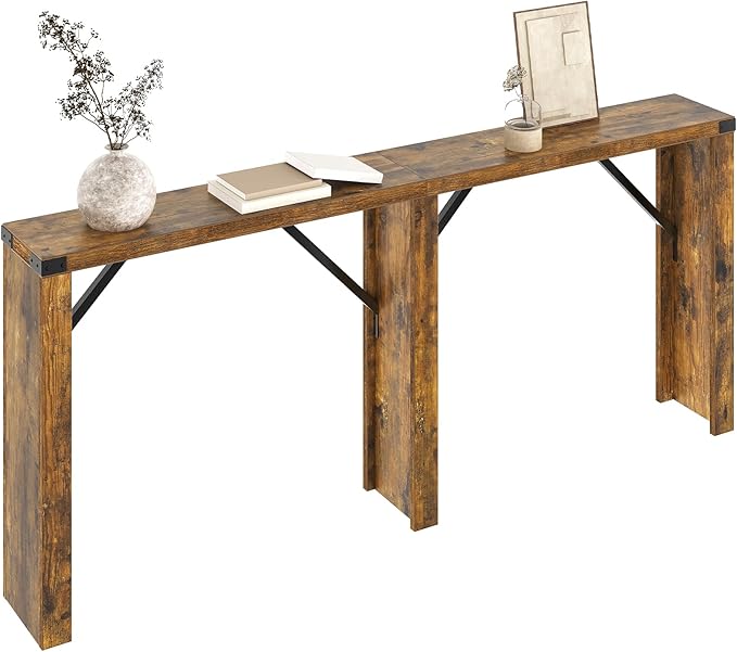 Console Table, 63" Long Behind Couch Sofa Table, Entryway Table, Farmhouse Console Table for Narrow Spaces, Hallway, Living Room, Rustic Brown CT30BR