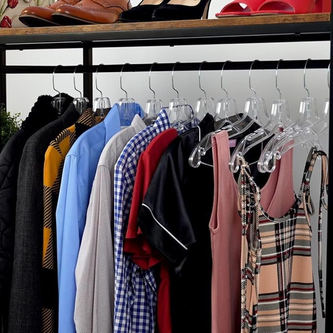 DEILSY™ Clear Plastic Hangers 25 Pack - Durable Clothes Hanger for Wardrobe Organization, Essential Plastic Hanger for Garments, Versatile Coat Hangers for Home and Retail Use