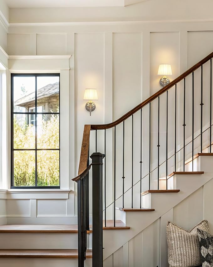 KDG Cordless Wall Sconces Set of 2, Small Wireless 5200mAh Rechargeable Battery Fabric LED Wall Lamps, Portables Lightings for Wall Painting, Living Room, Bedroom, Hallway, Gifts, Night Light (Nickel)