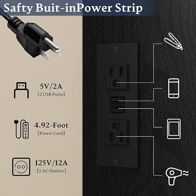 Makeup Vanity Desk with Mirror and Lights, Small Makeup Vanity Table Set with Drawers, Power Outlet & Storage Stool, White Vanity with 3 Lighting Modes LED for Women Girls Bedroom