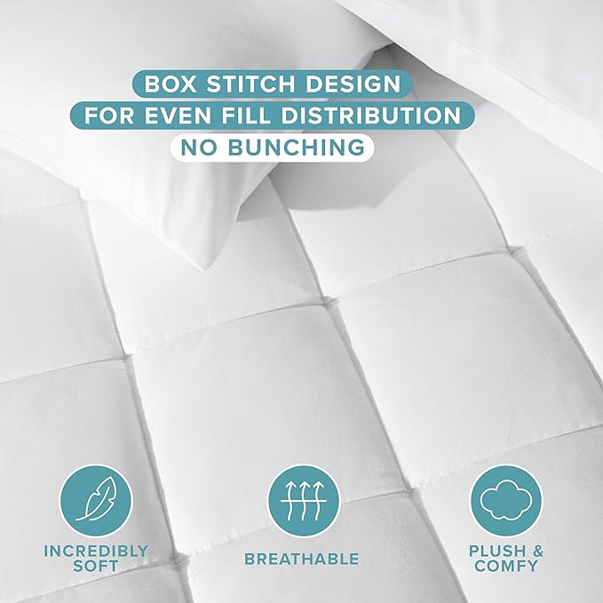Bare Home Full Mattress Topper Cotton Top - Plush Topper for Mattress - Fitted Mattress Cover - Cooling Breathable Air Flow - 8" to 21" Deep Pocket - Soft Mattress Pad (Full, White)