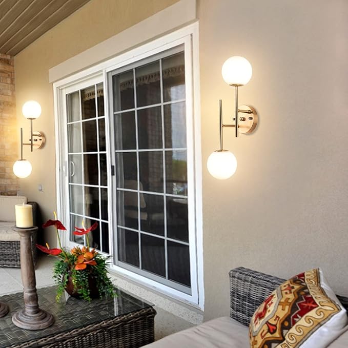 Gold Globe Wall Sconce, 7.5" W x 20" H, G9 Base, Compatible with LED or Halogen Bulbs, Perfect for Bathroom, Kitchen, Living Room, Home Office, Lobby, Bedroom