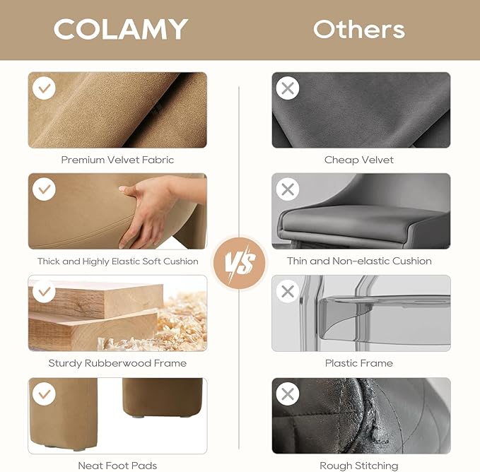 COLAMY Modern Velvet Accent Chairs Set of 2, Upholstered Barrel Chairs, Comfy Side Arm Chairs with 3 Legs for Living Room, Bedroom, Reading, Khaki