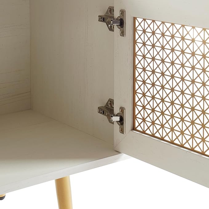 Modern TV Stand for Living Room, Media Console, Entertainment Center with Storage Cabinets for TVs up to 65", Off White