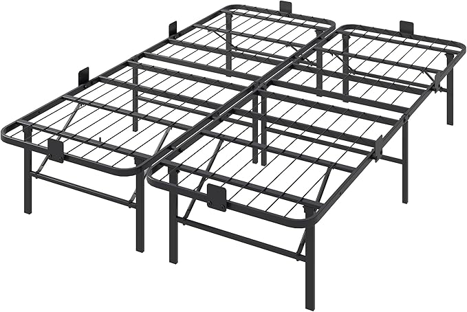 WLIVE Foldable Full Bed Frames, Metal Platform Bed Frame Full Size with Heavy Duty Steel Slats, No Box Spring Needed, Easy Assembly, No Noise, Black