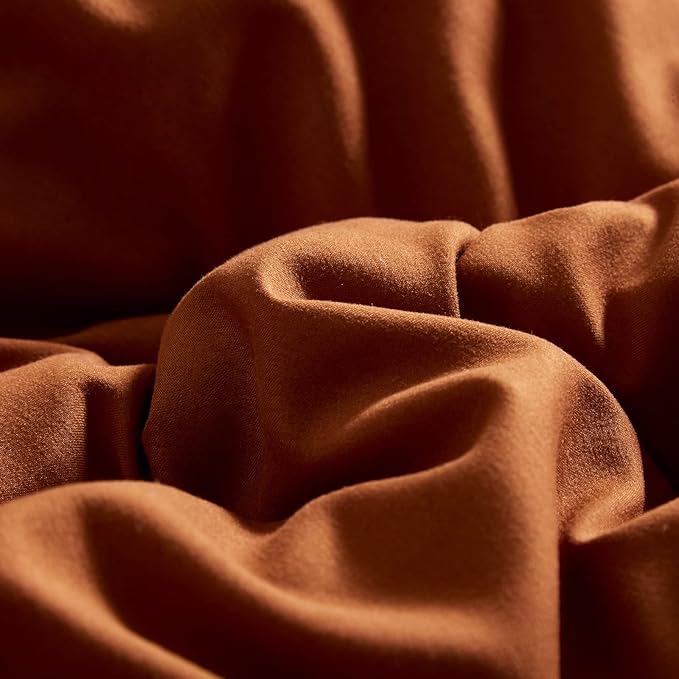 Luxlovery Rust Comforter Set California King Burnt Orange Bedding Comforter Set Caramel Bedding Set Solid Color Rust Orange Bedding Set Queen Bed Cozy Red Bronze Bedding Comforter Cal King