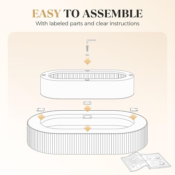 43.7” Oval Coffee Table, Modern Wood Fluted Coffee Table for Living Room, Veneer Handcrafted Relief Center Table with Sturdy Pedestal,Easy Assembly - Walnut