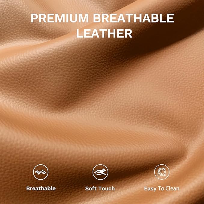 COLAMY Push Back Recliner Chair Set of 2, Upholstered Leather Recliner with Footrest 105-135 Degree Adjustable, Comfy Modern Wingback Recliner for Living Room, Bedroom,Small Spaces, Camel