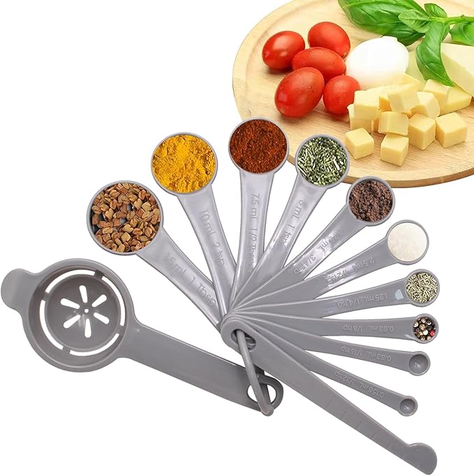 To encounter 49 Pieces Silicone Bakeware Set, Heat Resistant Baking Pans, Nonstick Baking Molds for Cake, Bread and Muffin, with Measuring Cups and Spoons Set, Light Grey