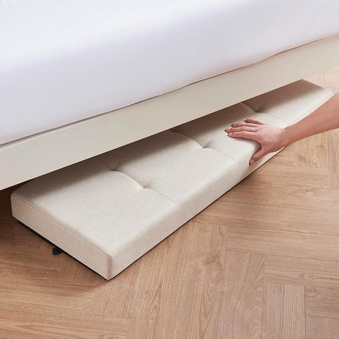 Ornavo Home 43 Inch Storage Ottoman, Large Storage Bench, Ottoman with Storage with Legs, Foot Rest Stool, Bedroom Bench - Beige