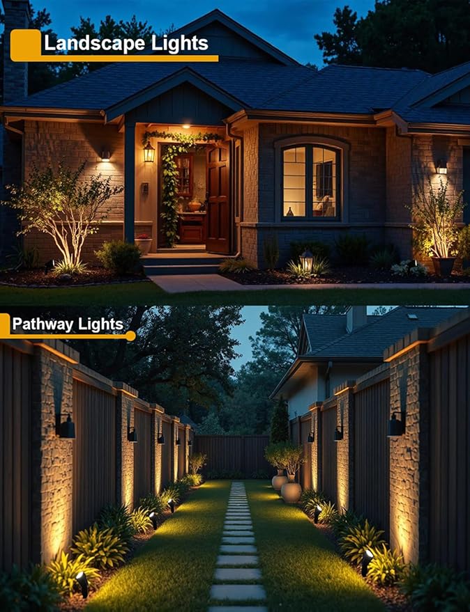 20 Pack 12W Dimmable LED Landscape Lights, IP67 Waterproof Landscape Lighting with Remote 2700K-6500K Color Adjustable, 12V-24V Low Voltage Outdoor Spotlights for Garden Pathway Yard Patio