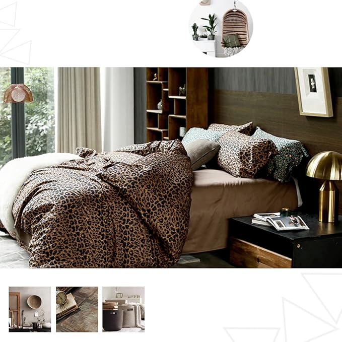 mixinni Leopard Comforter Set Twin XL-3 Pieces Animal Cheetah Print Comforter Sexy Soft Microfiber Brown/Black Floral Print Bedding Set with 2 Pillowcases for All Season-Twin XL Size
