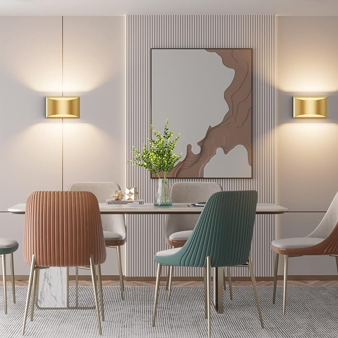 Aipsun Gold Wall Sconce Indoor Wall Lights Hardwired Set of 2 Up and Down Wall Mount Light for Living Room Bedroom Hallway Corridor Conservatory Warm White 3000K(with G9 Bulbs)