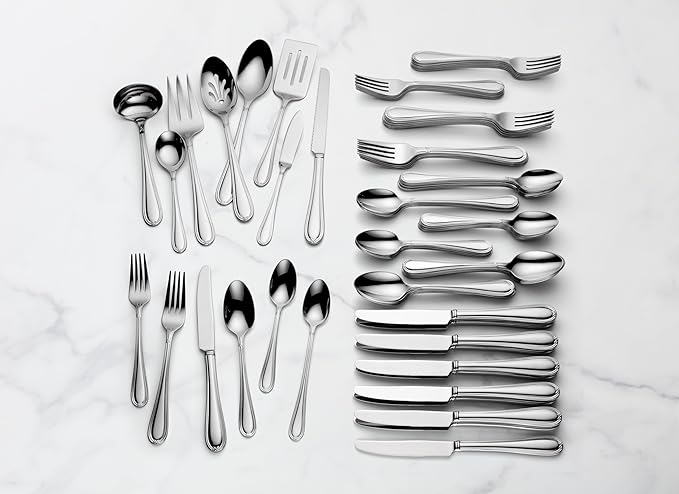 Lenox Ashbridge 80-Piece Flatware Set, 12.55, Metallic