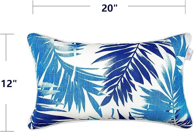 JMGBird Outdoor Pillows Waterproof Set of 2 Outdoor Throw Pillows with Insert Included 12×20 Inch Outdoor Lumbar Pillows for Patio Furniture