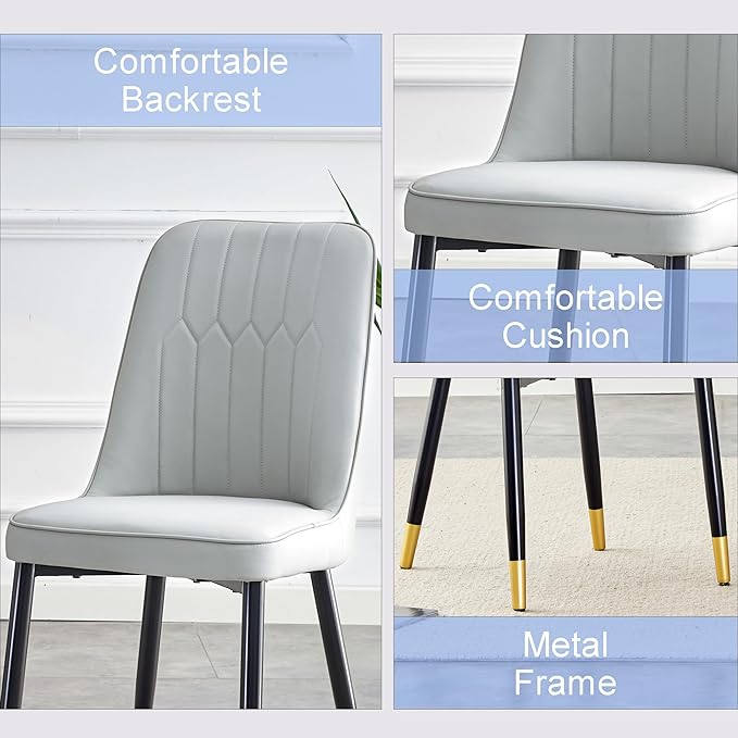 45 Inch Round Dining Table Set for 4, 5 Piece Kitchen Table and Chairs Set, White Faux Marble Table Top, Small Space Dining Set for Apartment or Dining Room