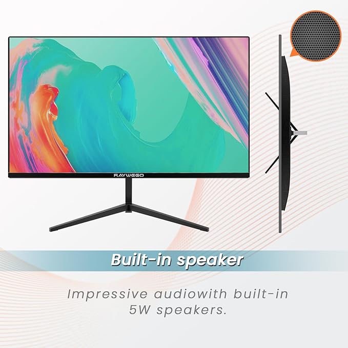 24 inch Gaming Monitor 100Hz Computer Monitor Built-in Speakers Full HD 1920 x 1080P with HDMI DP Interface Eye Care Frameless with 3-Side Virtually Borderless Design VESA๏ผ100 x 100mm๏ผ