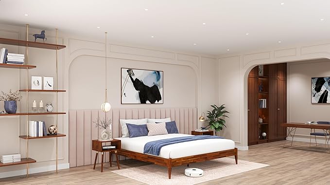 Bme Dinkee Solid Wood Nightstand, Fully Assembled, Without Drawer for Mid Century Bedroom and Living Room, Dark Chocolate