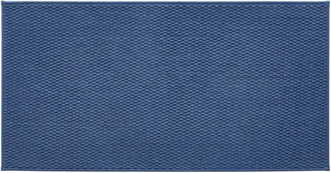 Bathroom Rugs Non Slip Washable, Super Absorbent Thin Bath Mat Quick Dry Low Pile Bathroom Rug, Navy Blue 24"x47"