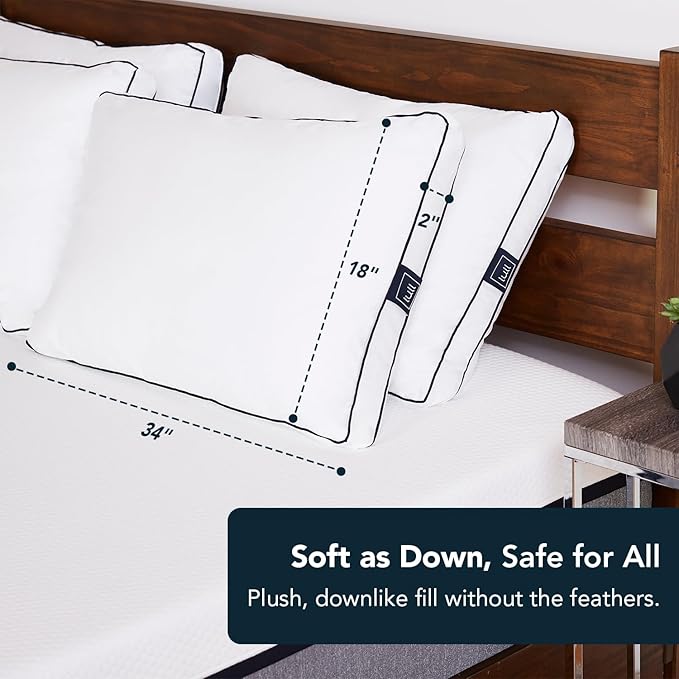 Original Lull Pillow | Machine Washable & Hypoallergenic Pillow w/Adaptive Fibers for Neck & Spine Support, 100 Night Trial (King)