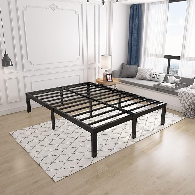 14 Inch 4000lbs Heavy Duty Support Basic Bed Frame/Mattress Foundation/Box Spring Replacement/Steel Slat Platform/Easy to Assemble/with Storage/Noise Free, King