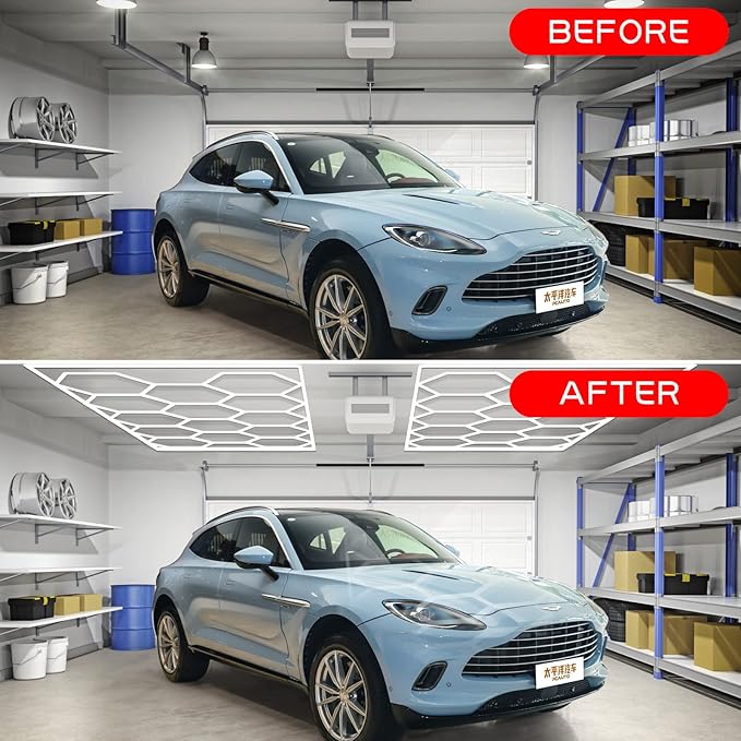 LED Hexagon Garage Light - Super Bright 108000LM Car Detailing Shop LED Garage Lights Hexagon Lighting System for Home Gym Workshop Basement Warehouse