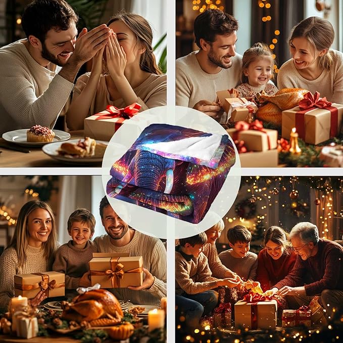 Elephant Throw Blanket, Elephant Gifts for Women Men Adults, Soft Fleece Animal Blanket for Cozy Bedroom, Living Room Deor, 50x60 Inches