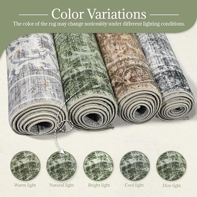 8x10 Washable Area Rugs Ultral Soft Non-Slip Stain Resistant Vintage Boho Large Carpet for High-Traffic Living Room & Dining Room